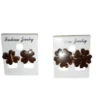 Natural Flower and Butterfly Coconut Shell Dangle Earrings - Eco-Friendly Jewellery, Unique Coconut Shell Statement Earrings - Image 2