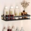 Wall-Mounted Shower Caddy, Large Capacity, No-Drill Installation, Floating Shelf for Bathroom and Kitchen, Space-Saving, Easy to Install, Holds Toiletries, Cosmetics, and Miscellaneous Items, Oil Rubbed Finish, Durable Plastic Material - Image 2