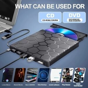 External CD/DVD Drive for Laptop, DVD Player for Laptop, 8in 1 USB 3.0 Ultra-Slim Portable,DVD/ CD Burner External Disk Drive Optical Compatible with Laptop Desktop Mac,Windows 11/10/8/7 Linux,Player And Burner CD/VCD/DVD - Image 3