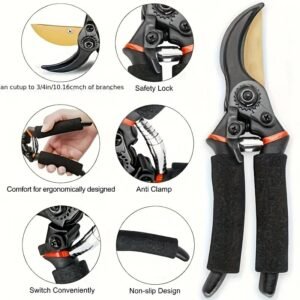 Premium Titanium Bypass Pruning Shears: Ultra-Sharp, Heavy-Duty Garden Scissors for Effortless Trimming, Pruning, and Shaping - Ergonomic Handheld Pruners for Gardening, Hedge Clipping, and Landscaping