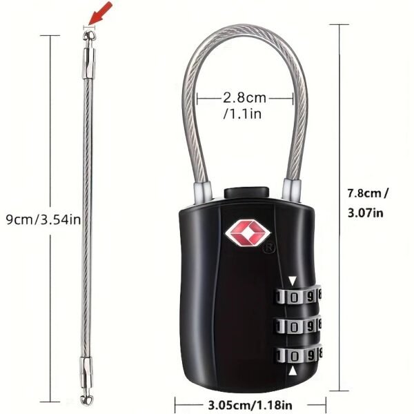 TSA Approved Alloy Combination Locks, Durable ABS Security Padlocks for Travel, Luggage, Gym, Bike - TSA-Approved, Powerless, ABS Material - Image 2