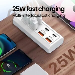 8-ports USB adapter[4USB+4PD] 25W hub fastcharging Multi-interface,Fast charging Wide compatibility Compatible with USB interface devices, Suitable for 5V USB devices such as computers, laptops, tablets, etc - Image 4