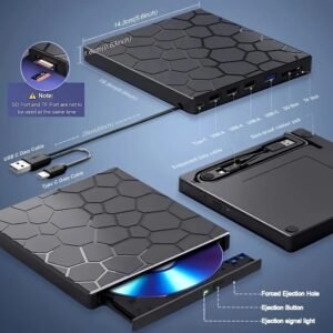 External CD/DVD Drive for Laptop, DVD Player for Laptop, 8in 1 USB 3.0 Ultra-Slim Portable,DVD/ CD Burner External Disk Drive Optical Compatible with Laptop Desktop Mac,Windows 11/10/8/7 Linux,Player And Burner CD/VCD/DVD - Image 4