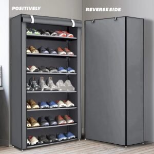 Multifunctional 8-layer shoe organizer with dust cover - Easy to assemble, portable storage, suitable for 27-35 pairs of sneakers, high heels and boots - Ideal choice for home - Image 2