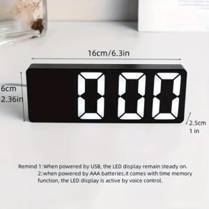 1pc Modern LED Mirror Table Alarm Clock, Digital Display with Snooze Function, USB Powered Rectangle Desk Clock with Plastic Frame, Night Light for Bedroom Office Decor, ≤36V - Image 6