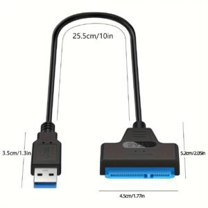 High-Speed USB 3.0 to SATA III Adapter Cable for 2.5-Inch HDD/SSD - Black, UASP Compatible, Easy Plug & Play Installation, Supports Data Transfer and Storage Expansion, Sata to USB Adapter - Image 3