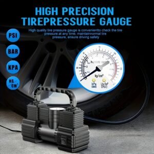 BELIBUY Portable Electric Car Tire Inflator - Double Cylinder, High-Pressure 12V Inflator for Car Tires, Built-in Temperature Control, Quick Charging Without Overheating, Portable Tire Inflation|Compact Design|Durable Construction, Tire Inflator for Car, Without Battery - Image 5