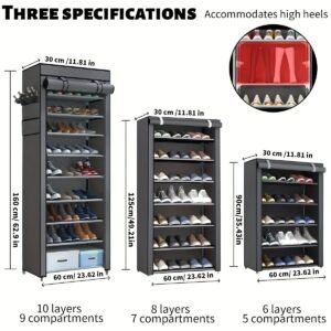 Multifunctional 8-layer shoe organizer with dust cover - Easy to assemble, portable storage, suitable for 27-35 pairs of sneakers, high heels and boots - Ideal choice for home - Image 3