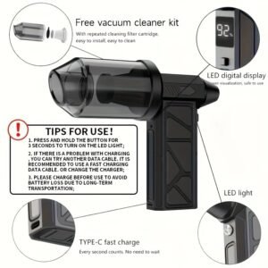 High-Speed Turbo Fan, Powerful Portable Handheld Vacuum Cleaner, USB Rechargeable Lithium Battery 18650 Series, Multi-Functional Outdoor Camping Fan with Dust Blower and Suction Functions, Ideal Gift for Husband or Frien - Image 6