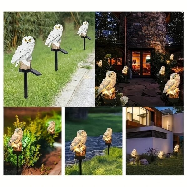 1pc Solar-Powered LED Owl Garden Stake Light - Realistic Outdoor Landscape Lighting with Automatic Switch, Warm Yellow Glow for Villas, Gardens, Parks, and Pathways, Ambient Lighting | Spooky Landscape Decor | Acrylic Owl Stake Light, Owl Garden Decor - Image 3