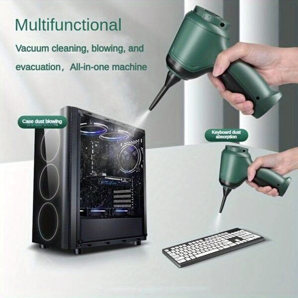 A Three In One Wireless Vacuum Cleaner With A High Power, Which Can Be Used For Suction, Air Extraction, And Blowing, Both In The Car And At Home. It Has An Extended Battery Life, Can Absorb Dust, Debris, Pet Hair, Air Extraction, And Dust Blowing, And Comes With Various Accessories. It Can Be Used Immediately After Purchase
