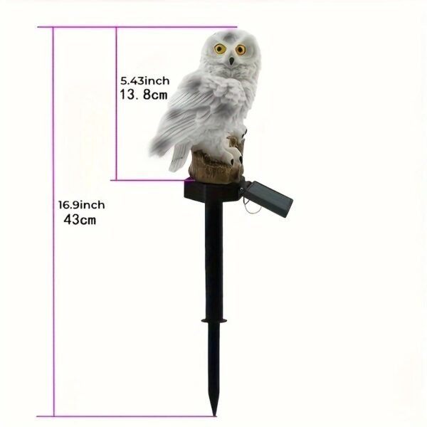 1pc Solar-Powered LED Owl Garden Stake Light - Realistic Outdoor Landscape Lighting with Automatic Switch, Warm Yellow Glow for Villas, Gardens, Parks, and Pathways, Ambient Lighting | Spooky Landscape Decor | Acrylic Owl Stake Light, Owl Garden Decor - Image 4