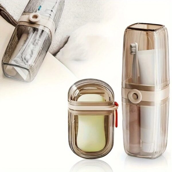 2pcs Portable Travel Soap Dish And Toothbrush Holder Set - Durable Plastic, Oval Shape, Essential Accessories for Camping, Gym And Bathroom.