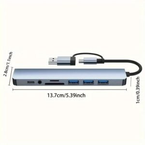 8-in-1 USB Hub with Audio Jack, Multi-Port Adapter for Tablets, USB-Powered, 5V Operating Voltage, Compatible with Tablets - Image 4