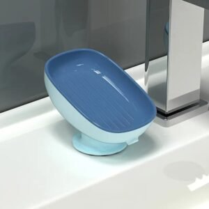 1pc LuxeSpace Wall-Mounted Oval Soap Holder with Drain, Adjustable Angle Plastic Soap Dish for Bathroom, Removable Luxury Soap Tray