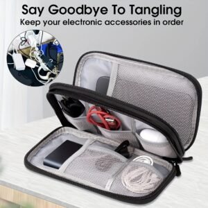 Durable Polyester Portable Cable Organizer Bag - Compact Travel Tech Accessory Case with Multiple Compartments for Cables, Chargers & Small Items, Hand Wash or Dry Clean, Available in Pink, Black, White, Navy Blue, Tech Organizer Bag | Functional Organizer | Mesh Pocket Organizer, Cable Storage Organizer