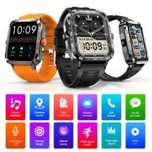 2024 New Smart Watch (Answer/Call) Outdoor Sports Watch LED Altimeter Barometer 100+Sports Mode 300mAh Battery Multimedia Information Viewing Weather Pedometer Fitness Tracker Compatible for Android iPhone Gift Valentine's Day