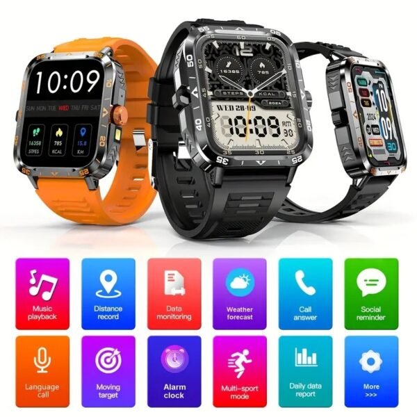 2024 New Smart Watch (Answer/Call) Outdoor Sports Watch LED Altimeter Barometer 100+Sports Mode 300mAh Battery Multimedia Information Viewing Weather Pedometer Fitness Tracker Compatible for Android iPhone Gift Valentine's Day