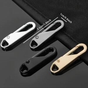 4pcs Zipper Pull Replacements - Easy Install, Detachable Heads for Travel Bags, Clothing & Crafts - Black