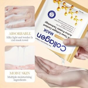 10-Pack SADDOER Collagen Facial Masks, Latex-Free, Anti-Aging, Moisturizing, Firming, Suitable for All Skin Types, Hydrating Daily Use Face Masks - Image 4