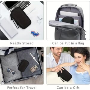 Durable Polyester Portable Cable Organizer Bag - Compact Travel Tech Accessory Case with Multiple Compartments for Cables, Chargers & Small Items, Hand Wash or Dry Clean, Available in Pink, Black, White, Navy Blue, Tech Organizer Bag | Functional Organizer | Mesh Pocket Organizer, Cable Storage Organizer