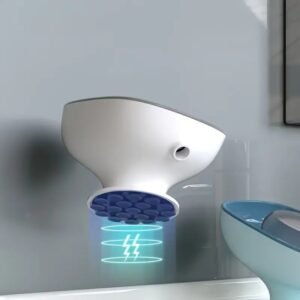 1pc LuxeSpace Wall-Mounted Oval Soap Holder with Drain, Adjustable Angle Plastic Soap Dish for Bathroom, Removable Luxury Soap Tray
