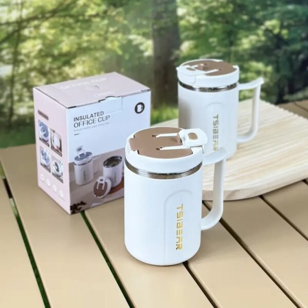 1pc, 304 Stainless Steel Insulated Coffee Cup with Lid, Double-Wall Thermal Sports Mug, BPA-Free, Portable Flip-Top Travel Cup for Hot & Cold Drinks - Perfect Gift for Christmas, Valentine's, Mother's Day, Thanksgiving, Halloween, New Year - PP Body, Stainless Steel Inner Lining - Image 6