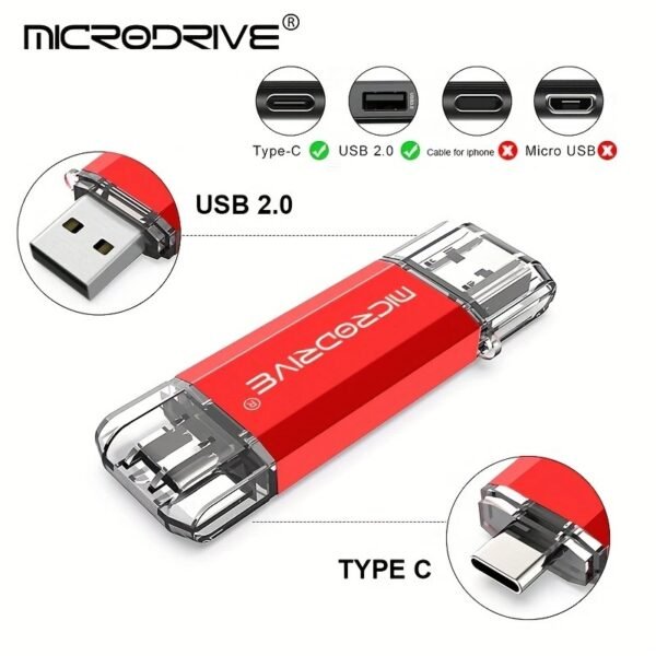 Microdrive 128GB 64GB 32GB USB Type C High Speed USB Flash Drive OTG Pen Drive 32GB 64GB 128GB Type-C OTG USB Flash Drive - Image 4