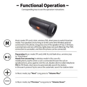 Portable Wireless Speakers with Surging Sound Effect - Orange & Black, Rechargeable Lithium Battery, USB Charging, Stereo Bass Boost, Ideal for Smartphones/Tablets, Outdoor Entertainment | Vibrant Sound Quality | Durable Build, Outdoor Sound System - Image 4