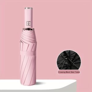 1pc Xiaomi Automatic Folding Umbrella, 10-Rib Iron Frame, 190T Fabric Canopy, Windproof, UV Protection, One-Click Open/Close, Portable Travel Umbrella with Plastic Handle - Image 14