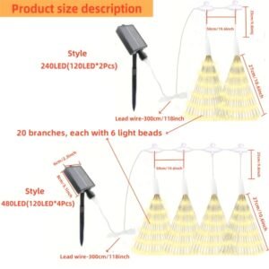 2/4 Pcs Hanging Solar Powered Outdoor Firework Lights, 240/480 LED Sparkling Starburst Sphere Lights, Warm White/Multicolor/White, 8 Modes Copper Wire Fairy Lights For Patio, Umbrella, Eave, Garden, Tree, Tent, Christmas Decoration - Image 11
