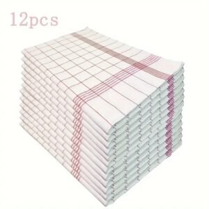 6/12Pcs Classic Plaid Dish Towel Scouring Pad - Image 9
