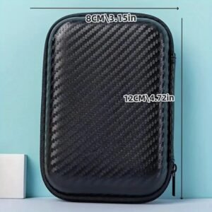 A Leather Digital Accessory Storage Case, a Portable Multifunctional Zipper Bag, Suitable for Storing Headphones, Cables, And Game Controllers, Providing Travel Protection, Compatible with Charging Cables, And Serving As an Electronic Accessory Box.