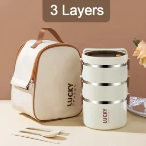 Large Capacity Stainless Steel Lunch Box with Lunch Bag