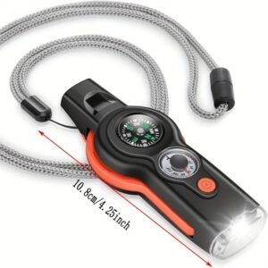7-in-1 Emergency Survival Whistle with Compass, Flashlight, Thermometer, and Lanyard - Image 6