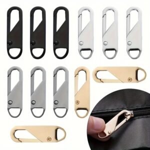 4pcs Zipper Pull Replacements - Easy Install, Detachable Heads for Travel Bags, Clothing & Crafts - Black
