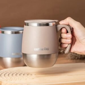 1pc 500ml Insulated Stainless Steel Coffee Mug with Lid, Double-Wall Vacuum Thermal Cup for Hot and Cold Drinks,