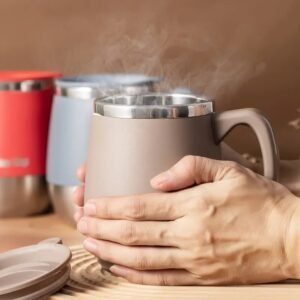 1pc 500ml Insulated Stainless Steel Coffee Mug with Lid, Double-Wall Vacuum Thermal Cup for Hot and Cold Drinks, - Image 7