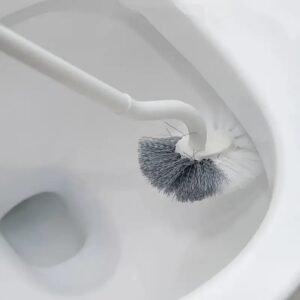1pc Ergonomic C-Type Head Toilet Brush with Long Handle - Manual Deep Groove Cleaning for Bathroom, Toilet, Kitchen, Bedroom, Car - Reusable, Portable, No Power Needed