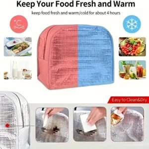 A Washable And Reusable Insulated, Leak-Proof And Heat-Resistant, Aluminum Foil Bag, Box Carrier, Ice Bag, Student Tote, Thermal Bag, Box Pouch, Made of Durable Oxford Fabric.