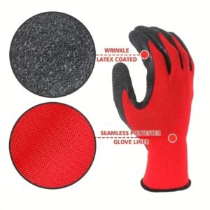 20pcs 10 Pairs Garden Work Protective Gear, Red, Non-Slip, Foldable, Washable, Breathable Lining, No Alcohol Material, Fabric, with Excellent Grip Coating, Tear Resistance, for Adult Men and Women, Local Cleaning