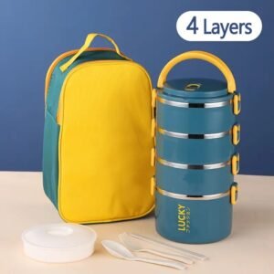 1 Large Capacity Stainless Steel Lunch Box, with Thermal Bag, Chopsticks, Spoon, Fork, Insulated Lunch Box Suitable for School, Camping, Workplace - Very suitable for students and office workers - Students return to school