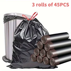 L Black Disposable Garbage Bags-3 Rolls - Image 2