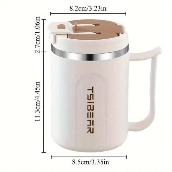 1pc, 304 Stainless Steel Insulated Coffee Cup with Lid, Double-Wall Thermal Sports Mug, BPA-Free, Portable Flip-Top Travel Cup for Hot & Cold Drinks - Perfect Gift for Christmas, Valentine's, Mother's Day, Thanksgiving, Halloween, New Year - PP Body, Stainless Steel Inner Lining - Image 7