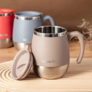 1pc 500ml Insulated Stainless Steel Coffee Mug with Lid, Double-Wall Vacuum Thermal Cup for Hot and Cold Drinks, - Image 3