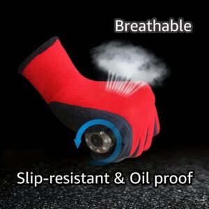 20pcs 10 Pairs Garden Work Protective Gear, Red, Non-Slip, Foldable, Washable, Breathable Lining, No Alcohol Material, Fabric, with Excellent Grip Coating, Tear Resistance, for Adult Men and Women, Local Cleaning