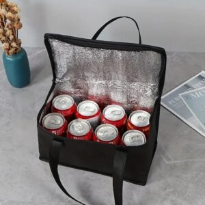 8-Can Capacity Insulated Lunch Bag, Non-Woven Material, Square Leakproof Cooler Tote for Outdoor Picnic And Travel, Thermal Preservation Cooler Bag with Hand Wash Care Non-Food Contact