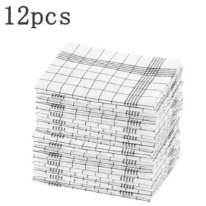 6/12Pcs Classic Plaid Dish Towel Scouring Pad - Image 11