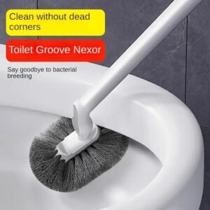 1pc Ergonomic C-Type Head Toilet Brush with Long Handle - Manual Deep Groove Cleaning for Bathroom, Toilet, Kitchen, Bedroom, Car - Reusable, Portable, No Power Needed